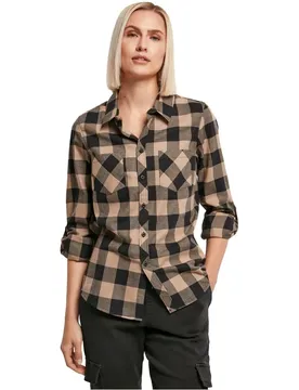 Camicia A Maniche Lunghe Ed Flanell Black / Soft Taupe 5XL