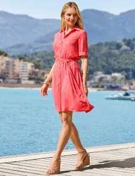 Printed Knee Length Shirt Dress Silver Mix female