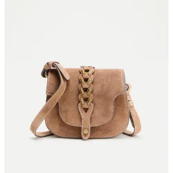 Bolso bandolera de piel con hilo en contraste