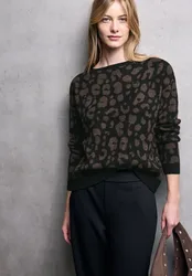 Street One Cosy Leo Pullover female Schwarz