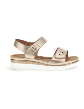 Sandali beige con zeppa e doppio strappo E464 38
