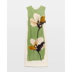 Vestido midi sin mangas con flor posicional