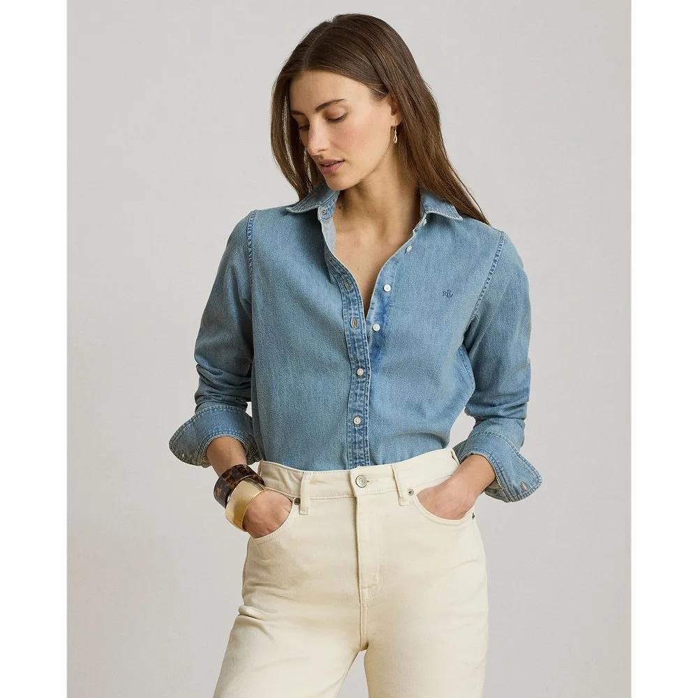 Camisa de mujer de denim en algodón - Lauren Ralph Lauren - FashionsVida