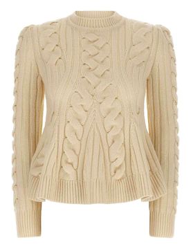 Maglione a trecce con peplo