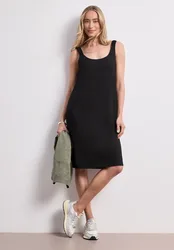 Knielanges Kleid mit gerafften Trägern female Schwarz