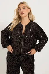 Women's Sequin Bomber Jacket in Chocolate Size: 12 - Chocolate - Size: 12