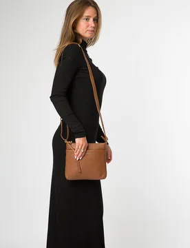Women's 'Alderley' Leather Cross Body Bag in Tan - Tan - Size: One Size - Pure Luxuries London - FashionsVida