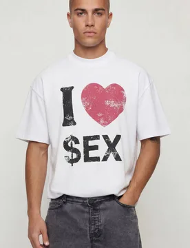 Herren Übergroßes Kastenförmiges Schweres T-Shirt Mit Sex-Slogan White Größe XS - boohooMAN - FashionsVida