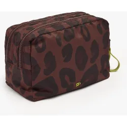 Neceser pequeño con cierre de cremallera y estampado animal print