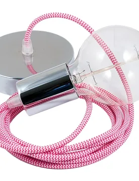 Cables Suspension Luminaire Rz08 Zigzag 1 M Fuchsia / Chrome Plated One Size - Creative - FashionsVida