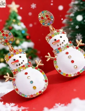 Cartoon Snowman Colored Zircon Stud Earring for Women Trendy Minimalist Fashion Jewelry Christmas Wholesale Accessory - Aliexpress - FashionsVida