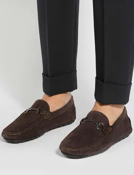 Wide Fit Leather Slip On Loafers Brown male - Dune london - FashionsVida