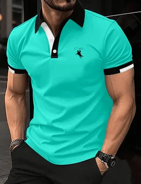 Camisa polo formal casual de manga corta con botones de un cuarto para hombre, de algodón, para verano y ceremonias - Shein - FashionsVida