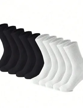 Pares de calcetines deportivos cómodos, unisex, adecuados para uso casual y de negocios, ideales para otoño e invierno - Shein - FashionsVida