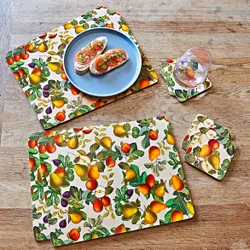 Platzsets + 6 Untersetzer "Früchte" 12er-Set
