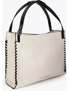 Bolso shopper con detalles trenzados a contraste con amplias asas - Lola Casademunt - FashionsVida
