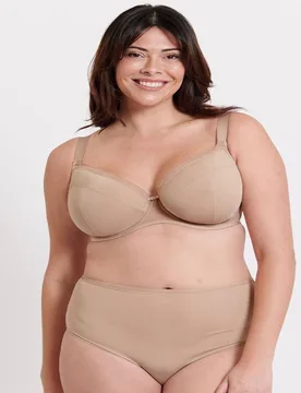 Women's Josie Low Neck Plunge Bra Underwired Lingerie in Beige Size: 38FF - Beige - Size: 38FF - Flirtelle - FashionsVida