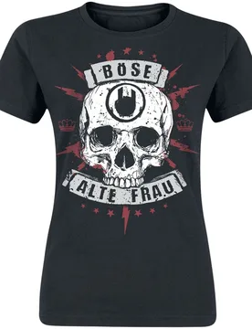 T-Shirt - Böse alte Frau - L bis XL - für Damen - Größe L - schwarz - Frauen - female - Sprüche - FashionsVida