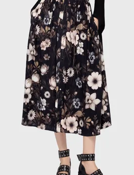 Gothic Rock knielang - Celestial Summer - Stellar Hour Midi Skirt - XS bis XXL - für Damen - Größe L - schwarz - Frauen - female - Killstar - FashionsVida