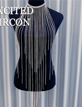 EXCTED ZIRCON Fashion Luxury Woman Sexy Tassel Body Chain Chest Chain bling Rhinestone Crystal Jewelry Necklace Party Prom Gift - Aliexpress - FashionsVida