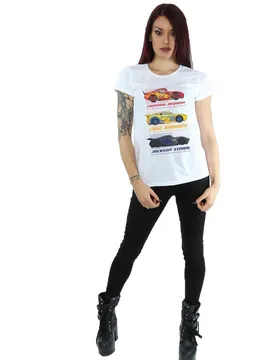 Women's Cars Racer Profile Cotton T-Shirt in White Size: Small - White - Size: S - Disney - FashionsVida