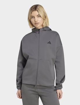 Womens FELPA CON CAPPUCCIO E ZIP INTEGRALE Z.N.E. - Grigio, grigio grigio Donna taglia 2XL