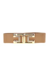 Cintura beige elastica con fibbia gioiello WIS C