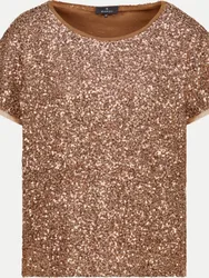 T-Shirt mit Pailletten Roségold 42