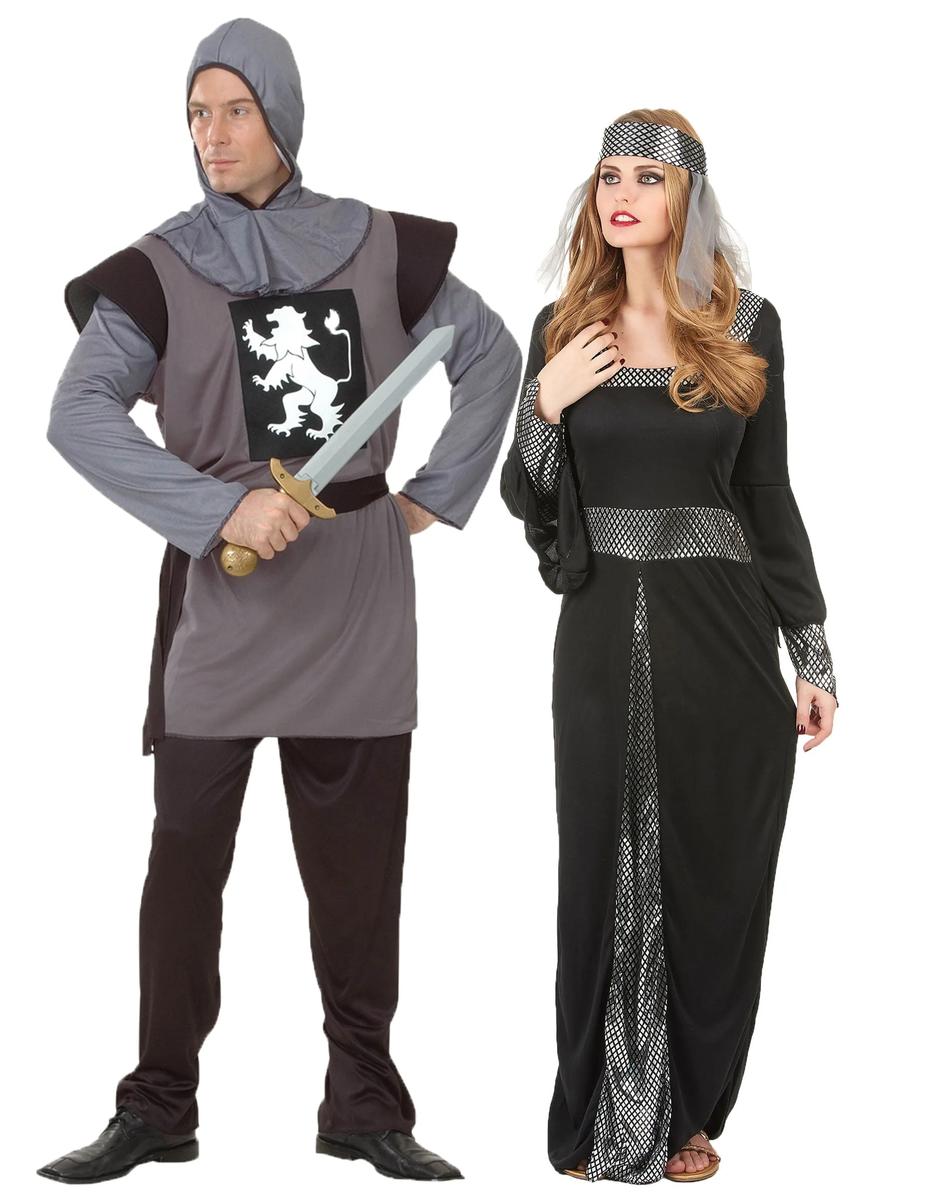 Mittelalter Ritter Paarkostüm schwarz grau silber - BCI - FashionsVida