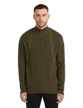 Maglione Con Mezza Zip Structure Dark Olive L