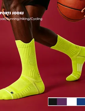 Pares de calcetines deportivos de rendimiento con acolchado de rizo para hombres, calcetines de compresión de deporte de tripulación, calcetines de - Shein - FashionsVida