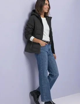Softsheljacke mit Kapuze und Steppdetails female Schwarz - Street One - FashionsVida