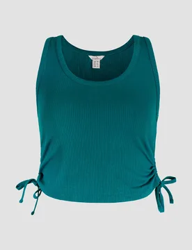 Women’s Ribbed Vest Top in Green Size: 10 - Green - Size: 10 - Enorsia - FashionsVida
