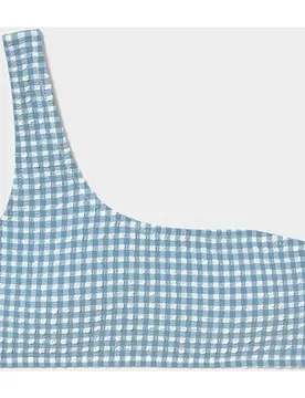 Top de bikini asimétrico de cuadritos - Brownie - FashionsVida