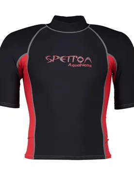 Rash Guard Manches Courtes Lycra 8oz Black / Red 56 - Aquaneos - FashionsVida