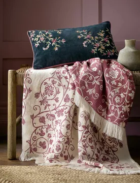 Pure Cotton Tudor Trail Throw Pink Mix - Historic Royal Palaces - FashionsVida
