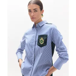 Camisa de mujer combinada rayas tartán