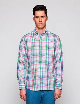 Camisa de hombre casual manga larga cuadros - Mirto - FashionsVida