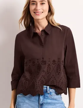 Arm Bluse mit Shiffleydetails female Braun