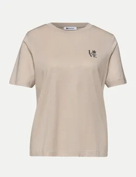 T-Shirt mit Schriftzug Beige 38 - Street One - FashionsVida