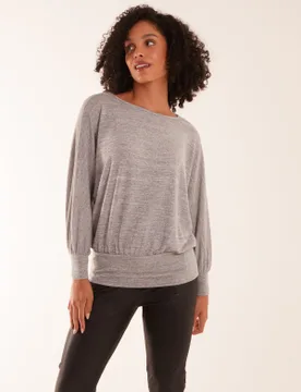 Cut And Sew Batwing Top - S/M / GREY - female - Blue Vanilla - FashionsVida