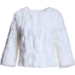 Chaqueta de pelo de mujer de retales de rabbit con manga 3-4