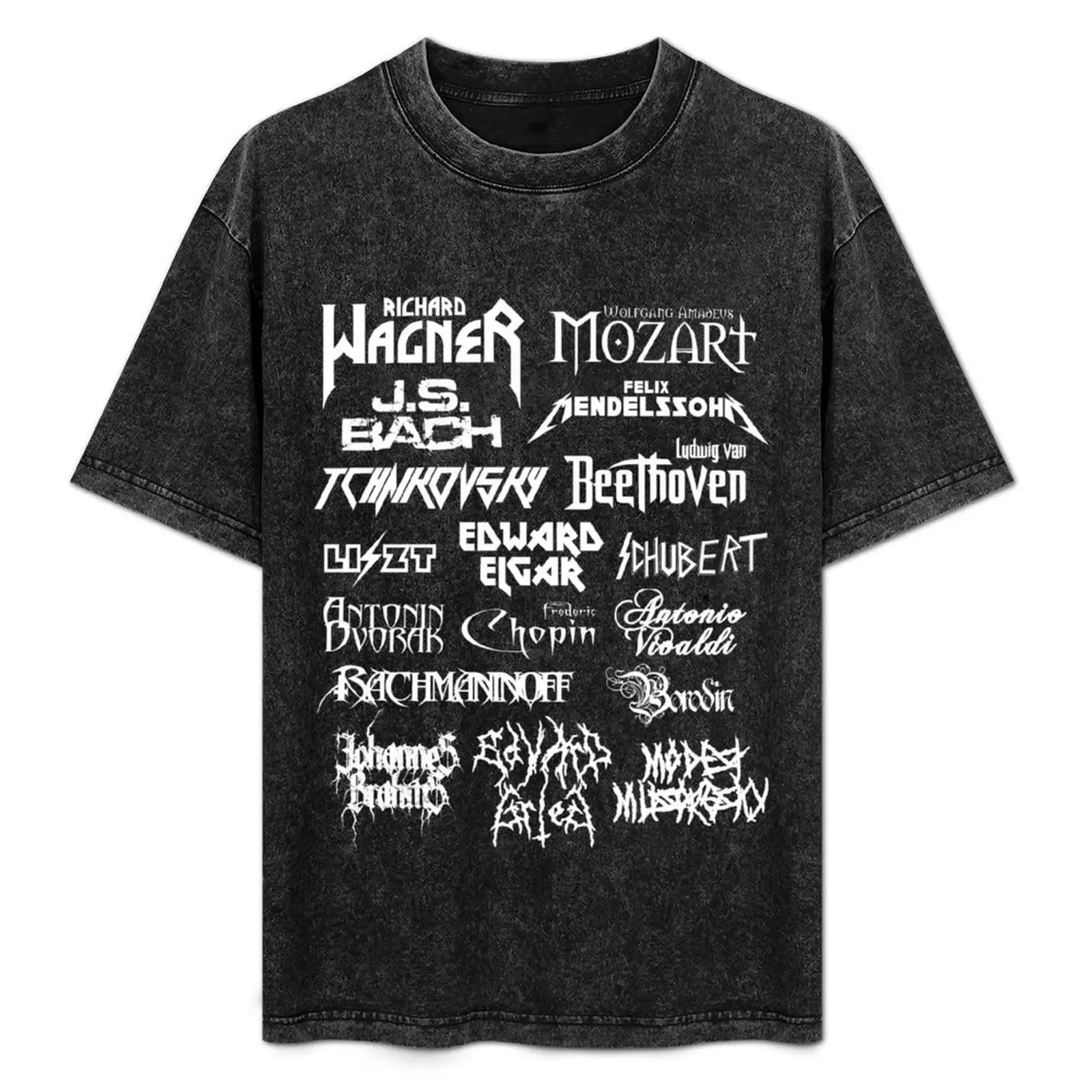 Heavy Metal-style Classical Composers (White Text) T-Shirt Soft Basic Cotton Short Sleeve Tee - Aliexpress - FashionsVida