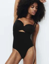 Body Sculpt Wear Your Own Bra Bodysuit Black female