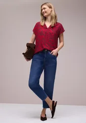 Dropped Shoulder Bluse mit Print female Rot
