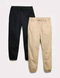 Pack Pure Cotton Ripstop Trousers (6-16 Yrs) Stone Mix male