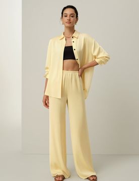 Donna Pantaloni Setosi In Georgette Stretch L