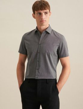 Slim Business Hemd Uni Grau 36
