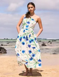 Cotton Rich Floral One Shoulder Maxi Dress Ivory Mix female