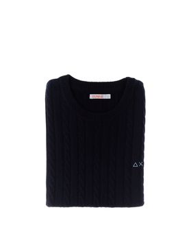 SUN68 Maglione a trecce BLU XXL